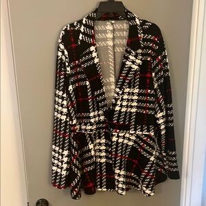 Chic Black and White Plaid Blazer